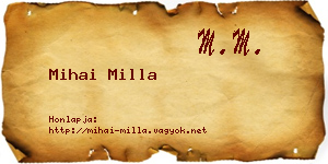 Mihai Milla névjegykártya